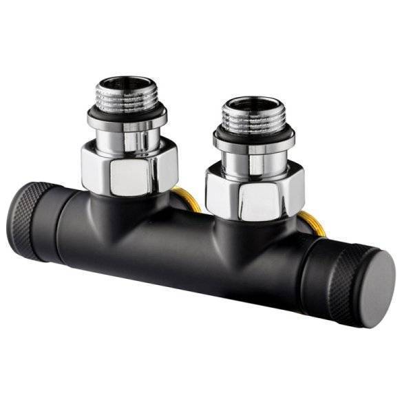 Узел угловой SR Rubinetterie Tondera 50 мм, запорный 1/2"х3/4" Е, цвет черный